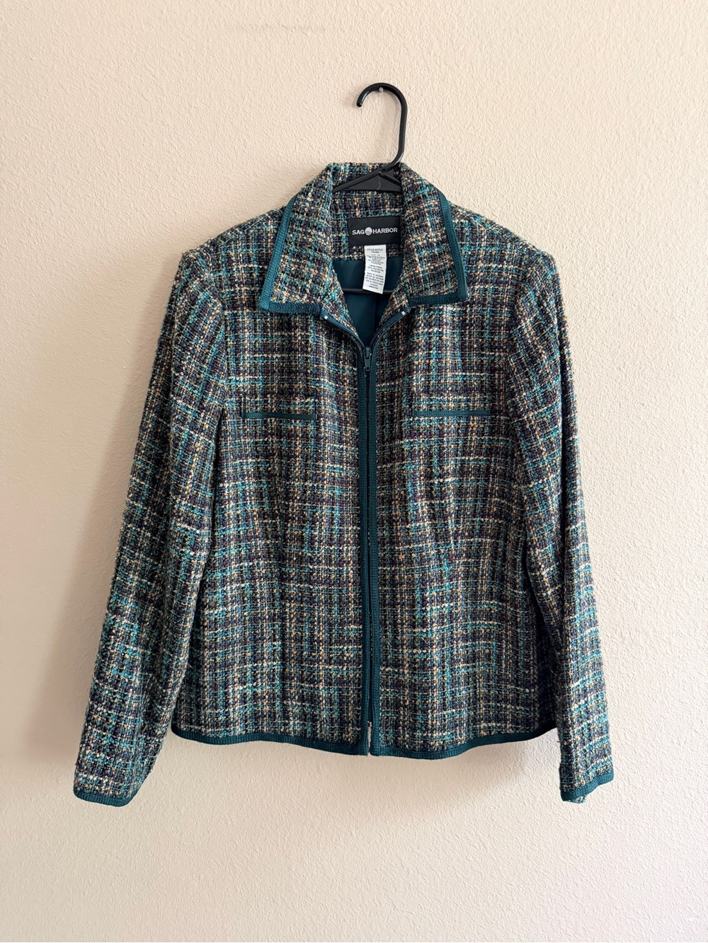 Sag Harbor Vintage Tweed Zip Up Jacket